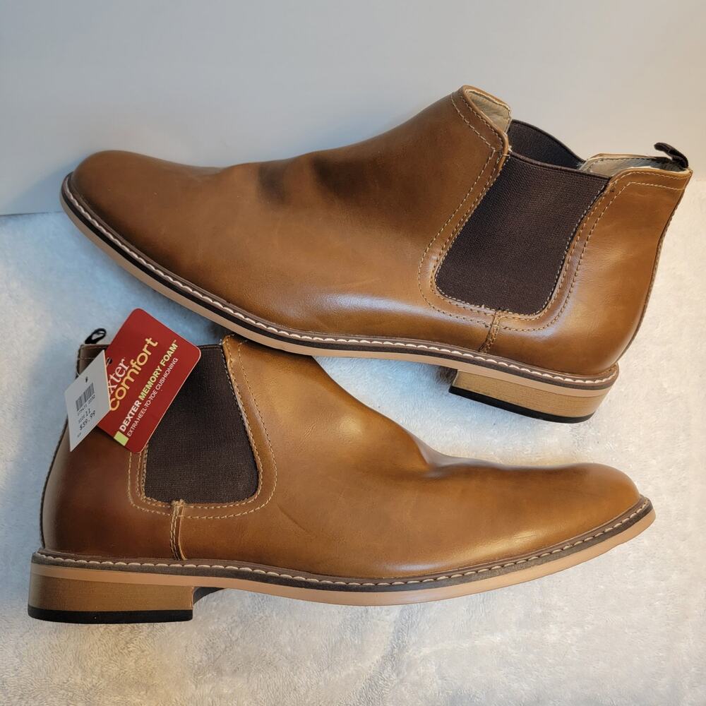 Dexter Chelsea Men's Ankle Boots Sz 11 Brown Tan NWT Comfort Memory Foam New